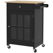 Carrello Cucina con Cassetto, Armadietto Regolabile e Portasciugamani, in Legno, 67x48x86.5 cm, Nero e Rovere