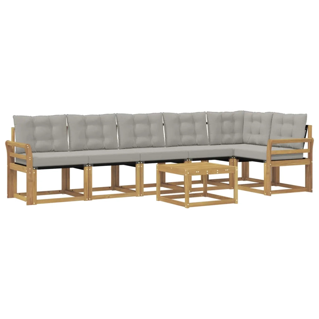 Set di divani da esterno 7 pz Bianco e Grigio Chiaro 3389549