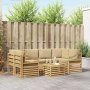 Set di divani da esterno 7 pcs Bianco e Beige Poliestere