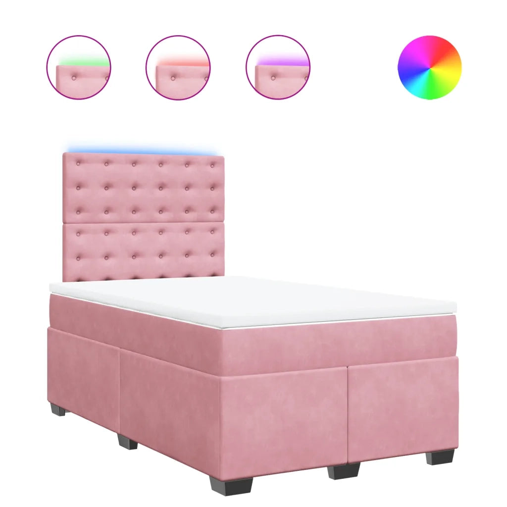 Giroletto a Molle con Materasso Rosa 120x200 cm in Velluto