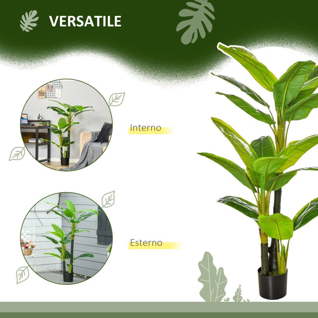 Banano Pianta in Vaso da 150cm, Albero di Banano Artificiale per Interno ed Esterno