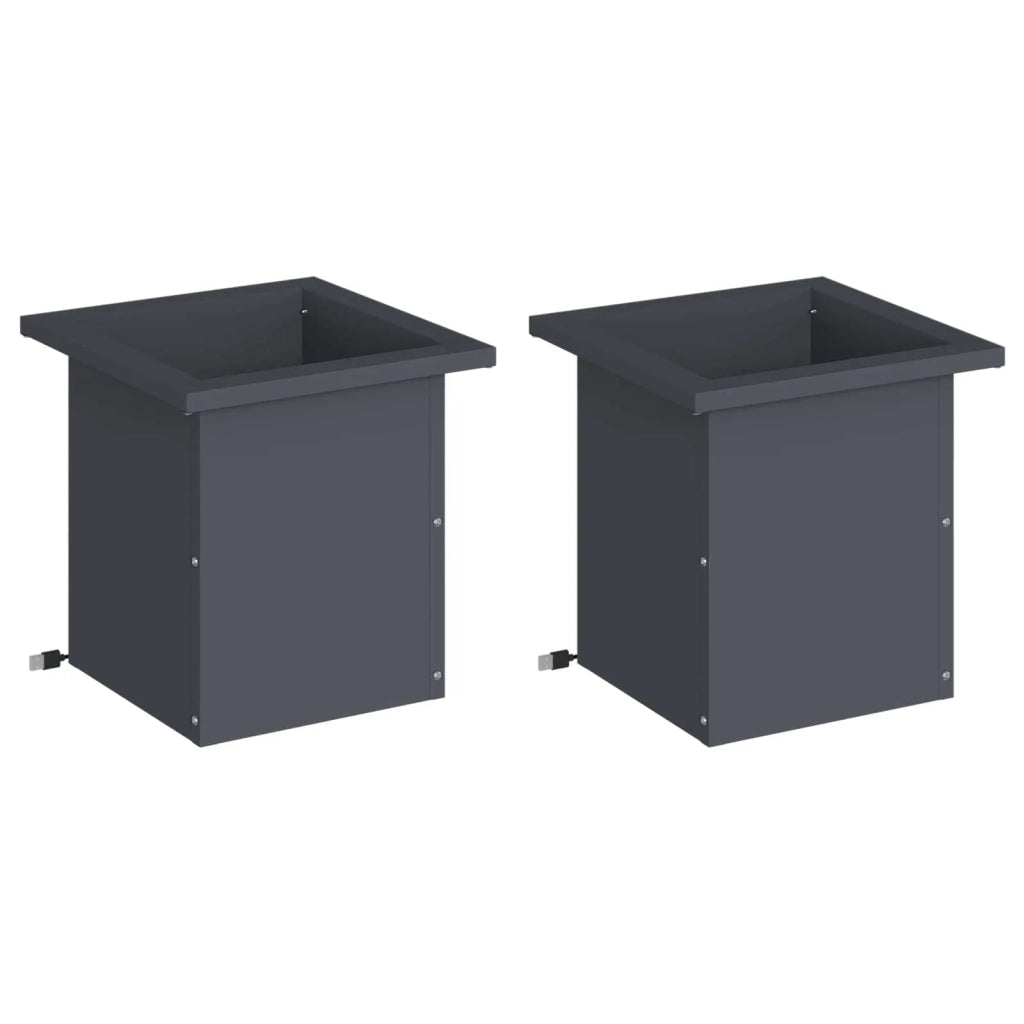 Fioriera da giardino con LED 2 pz Antracite 30 x 30 x 30 cm 8008061