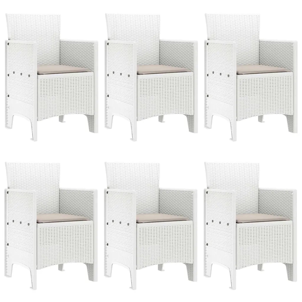 Set da Pranzo per Giardino 7 pcs Bianco Rattan Polt 3378563
