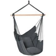 Poltrona sospesa da giardino con cuscini ¨C zephmum ¨C tessuto grigio scuro 100x80x120 cm