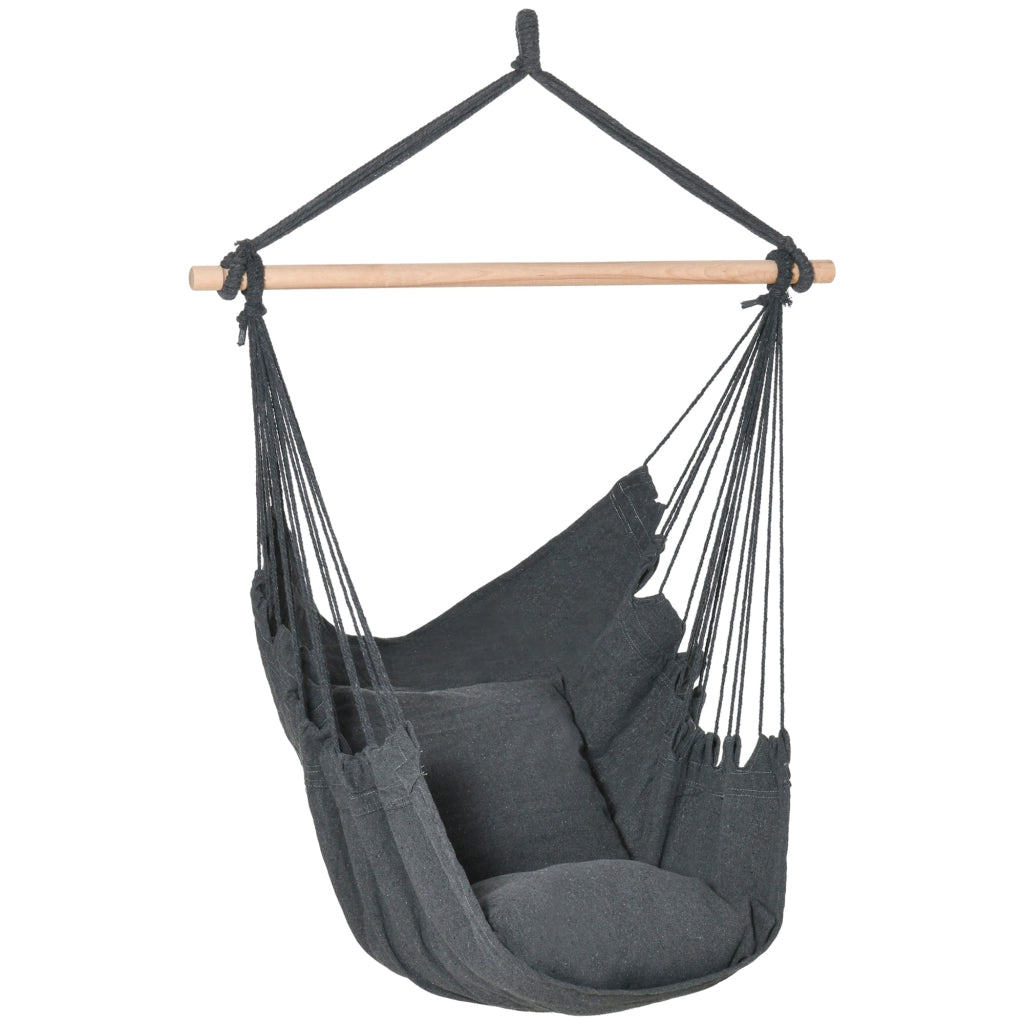 Poltrona sospesa da giardino con cuscini ¨C zephmum ¨C tessuto grigio scuro 100x80x120 cm