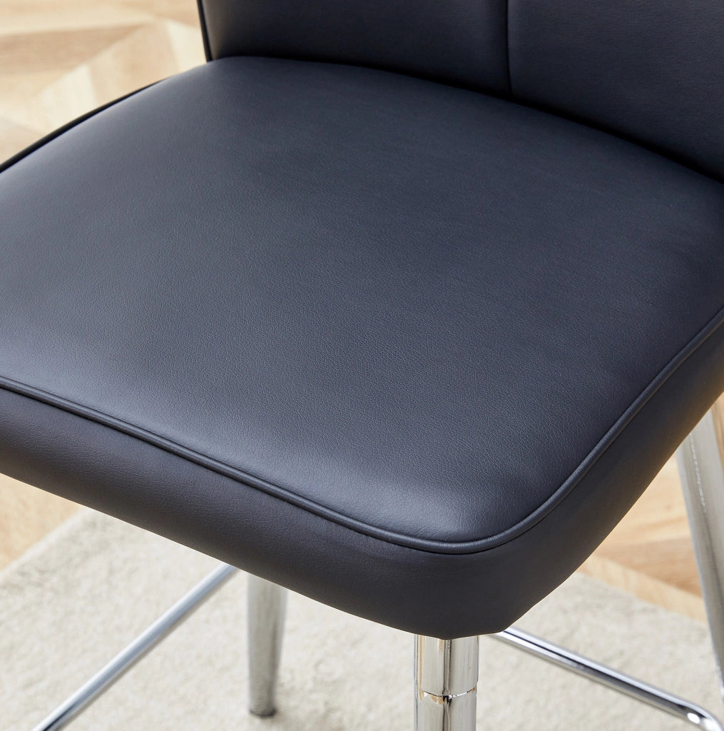 Sgabello da bar 54x54x51 cm con schienale ergonomico in PU e metallo nero e argento