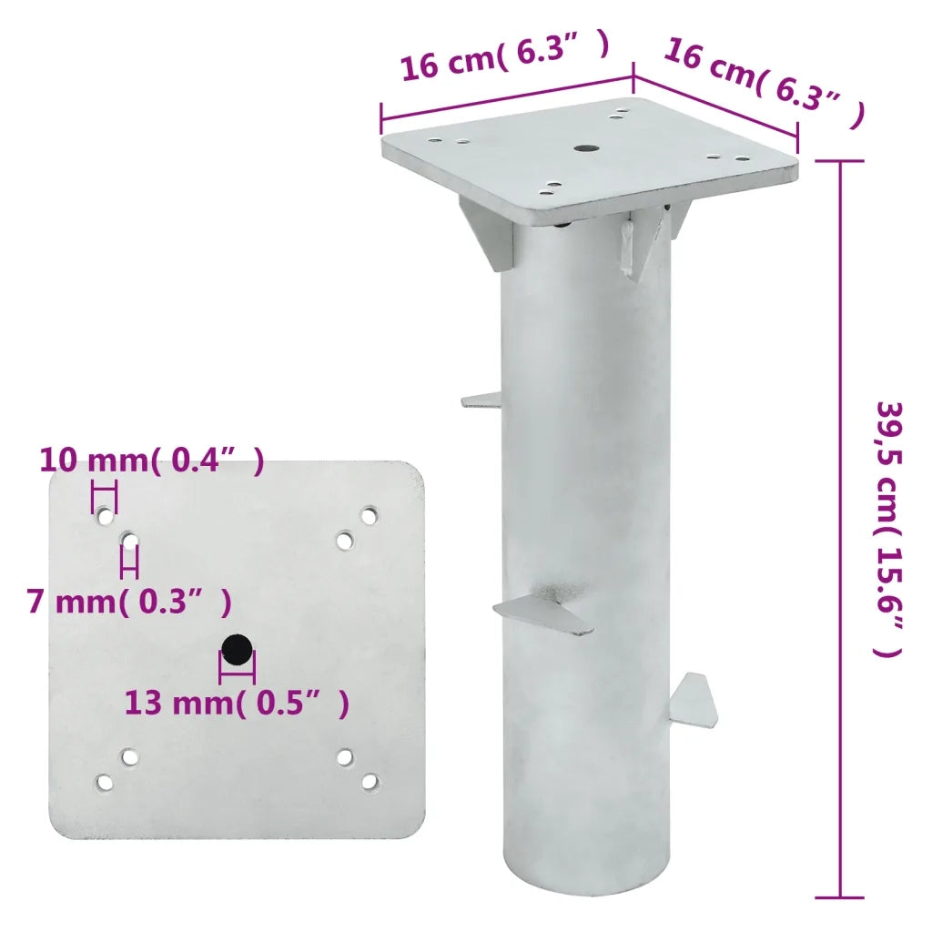 Base per Ombrellone Interrata Argento 16x16x39,5 cm Acciaio CFW8989191