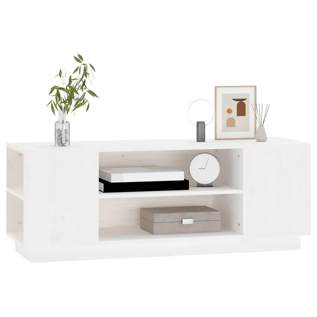 Mobile Porta TV Bianco 110x35x40,5 cm in Legno Massello di Pino cod mxl 26128