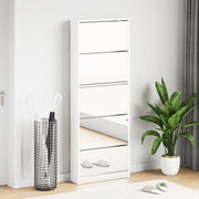 Scarpiera con Specchio a 5 Livelli Bianco Lucido 63x17x169,5 cmcod mxl 110540