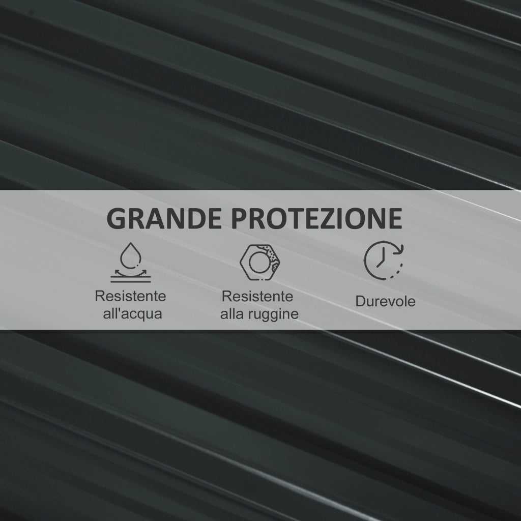 Set Pannelli Ricambio Casette Giardino ¨C zephmum ¨C Grigio Scuro Acciaio Zincato 129x45 cm