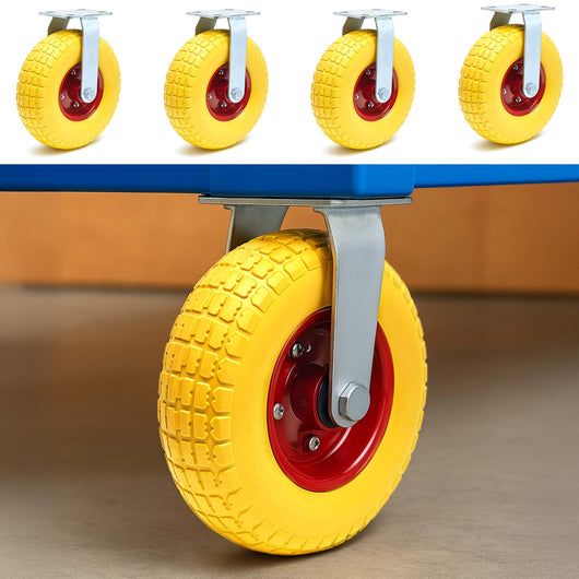 Set 4x ruote fisse da trasporto gialle 258 x 78 mm Cerchi in metallo antiforatura Max 150kg/ruota