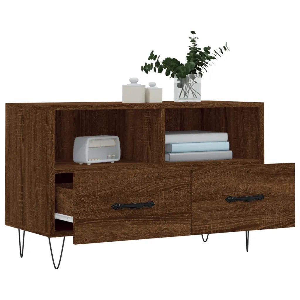 Mobile Porta TV Rovere Marrone 80x36x50 cm in Legno Multistrato 828971