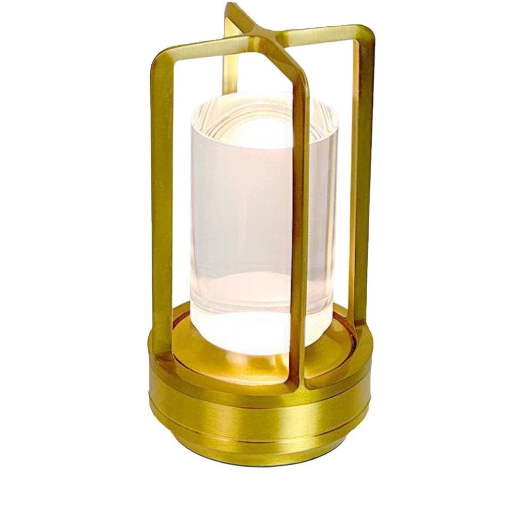 Trade Shop - Lampada A Led Da Tavolo 3 Watt Lanterna Lume Ricaricabile Touch Dimmerabile Cct D37-3c - Oro