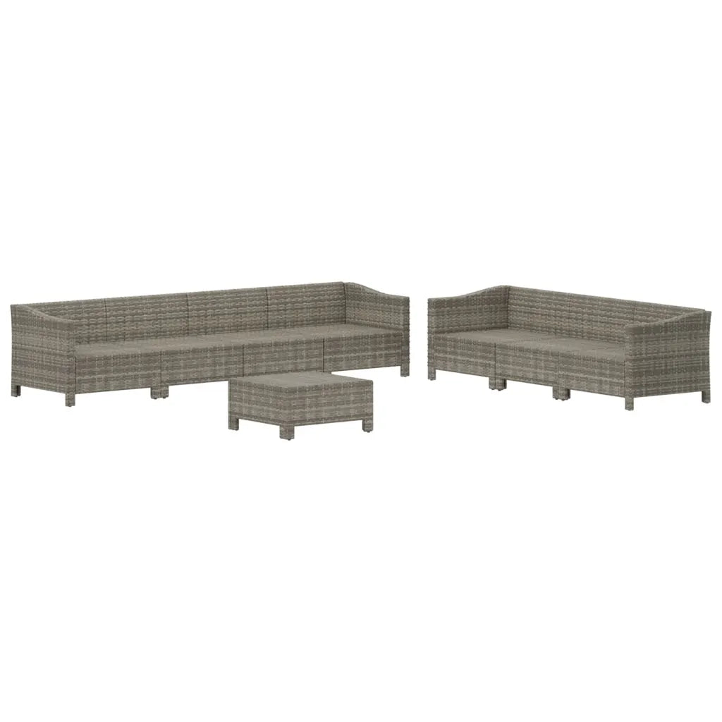 Set Divani da Giardino 8 pz con Cuscini in Polyrattan Grigio 3187267