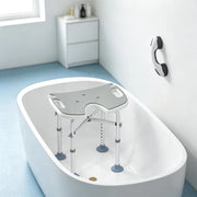 Sgabello doccia regolabile in altezza 39–51,5 cm con ventose e maniglia, grigio