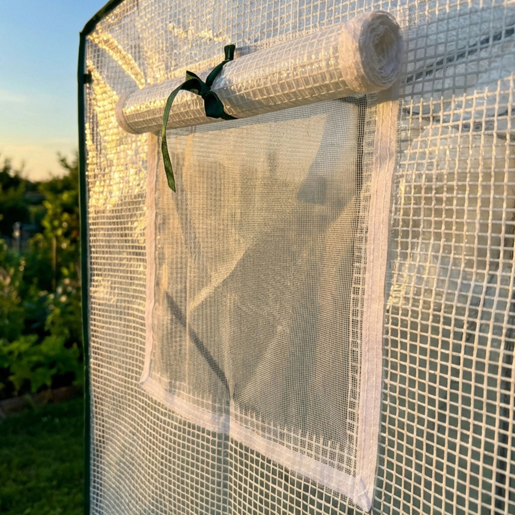 Serra da giardino a casetta con struttura in metallo e telo in PE 1 porta 2 finestre Bianco 202x80x170 cm