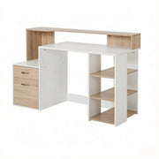 Scrivania con 2 cassetti e 4 ripiani aperti per studio in MDF 137 x 55 x 92 cm