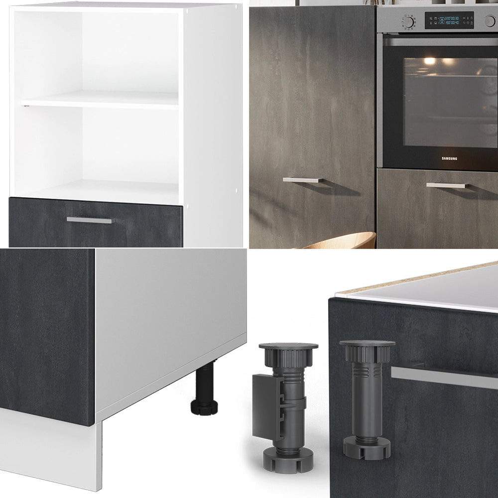 Cucine componibili piccole R-Line Calce nera/Bianco 180 cm Senza piano di lavoro Vicco