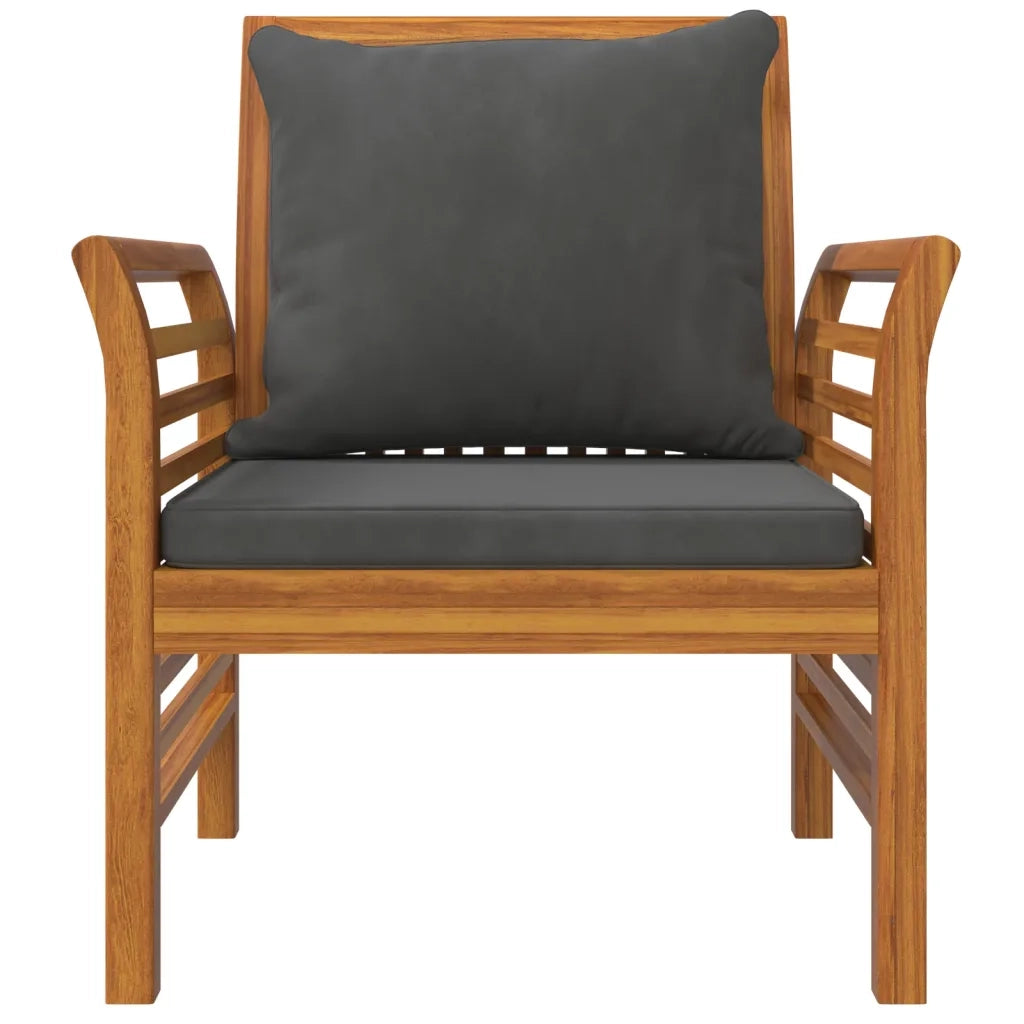 Set Salotto da Giardino 5 pz con Cuscini Legno Massello Acacia