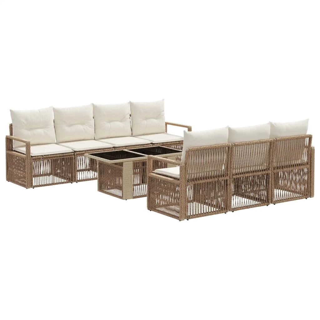 Set Divano da Giardino 8 pz Beige e Bianco Crema polyrattan 3437061
