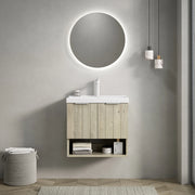 Mobile Bagno con Lavabo in Ceramica, Ante e Ripiano ¨C MINIMAL ¨C Rovere Crema 55cm