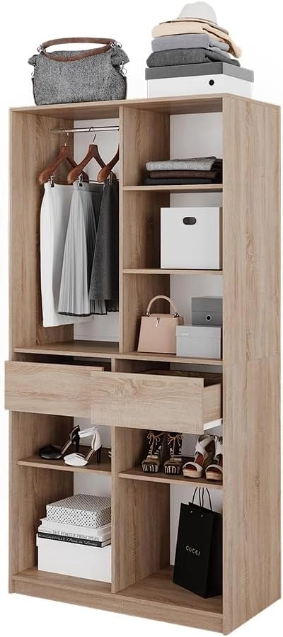Armadio Elmo, Sonoma, 100 x 200 cm con 2 cassetti, per una conservazione flessibile di diversi capi di abbigliamento