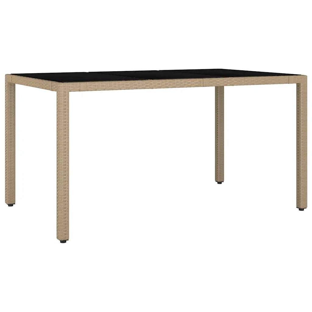 Tavolo da Giardino Piano Vetro Beige Polyrattan Vetro Temperato 319553