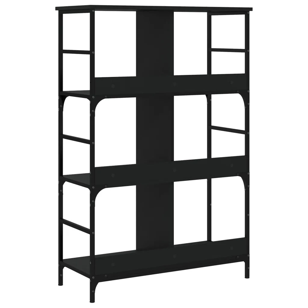 Libreria-Scaffale per Libri-Mobile di Stoccaggio Nera 78,5x33x117,5 cm in Legno Multistrato