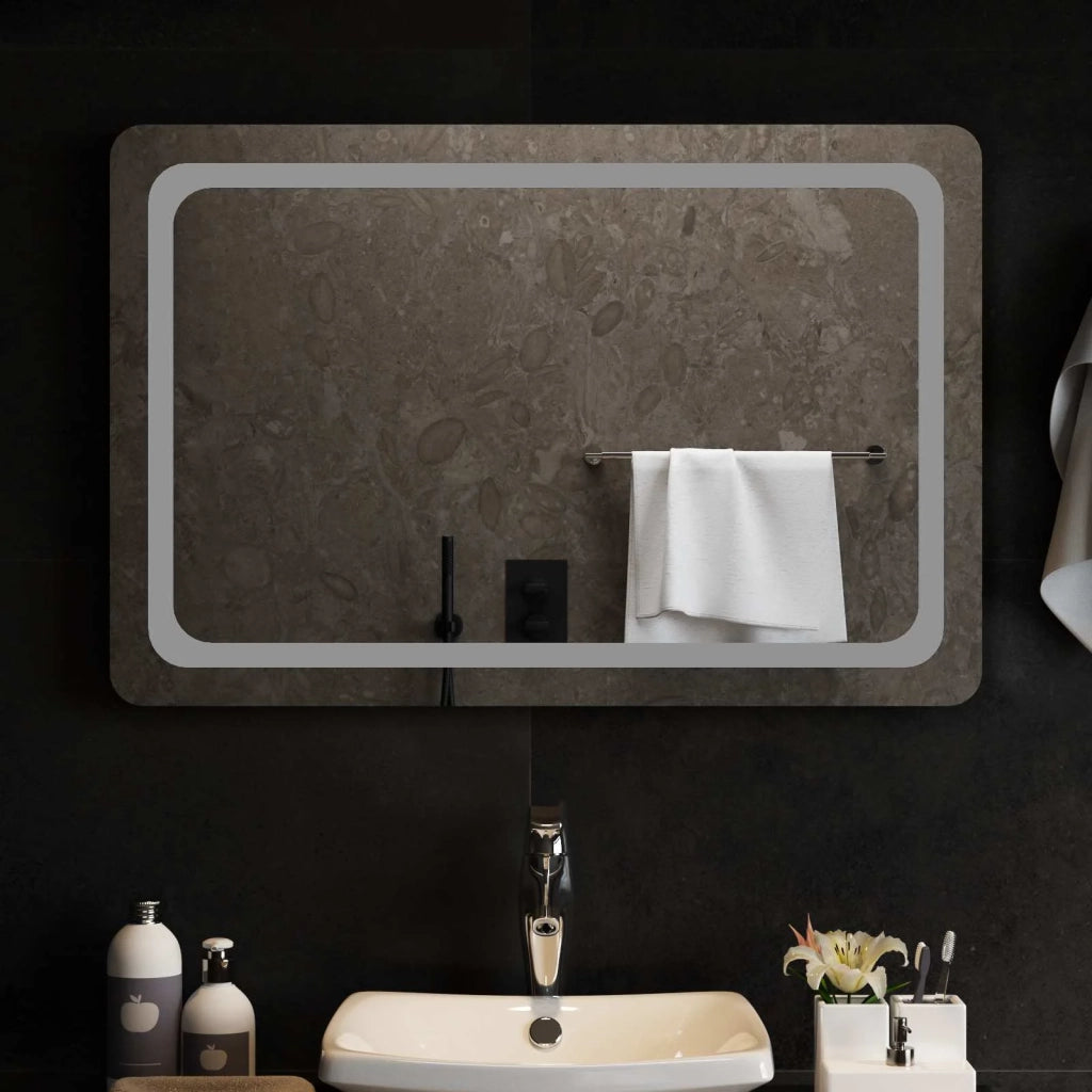 Specchio da bagno LED Trasparente 90 x 60 cm vetro temperato 42045840