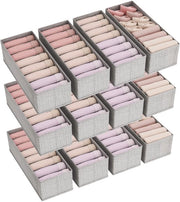 Set di 12 organizzatori per commode, tavolo da toeletta, organizzatore per armadio, cassetto, sistema di stoccaggio per lenzuola, abbigliamento per bambini, calze, reggiseni, intimo