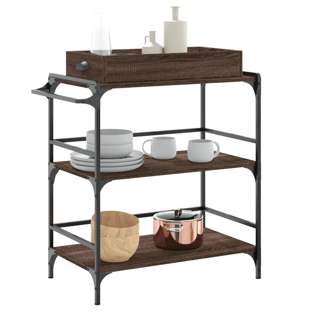 Carrello Cucina Rovere Marrone 81,5x41x92,5cm Legno Multistrato CFW2100089