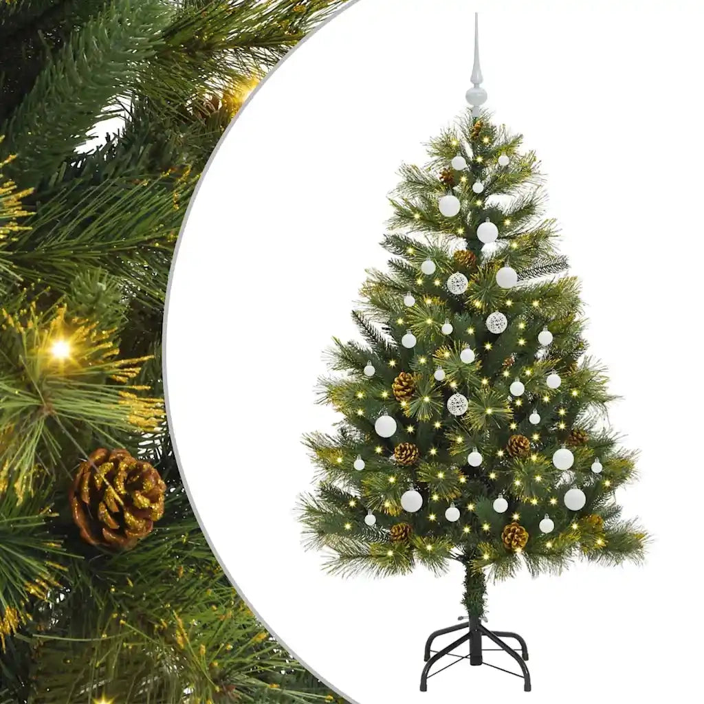Albero di Natale artificiale pieghevole con coni Verde 150 cm 3395083