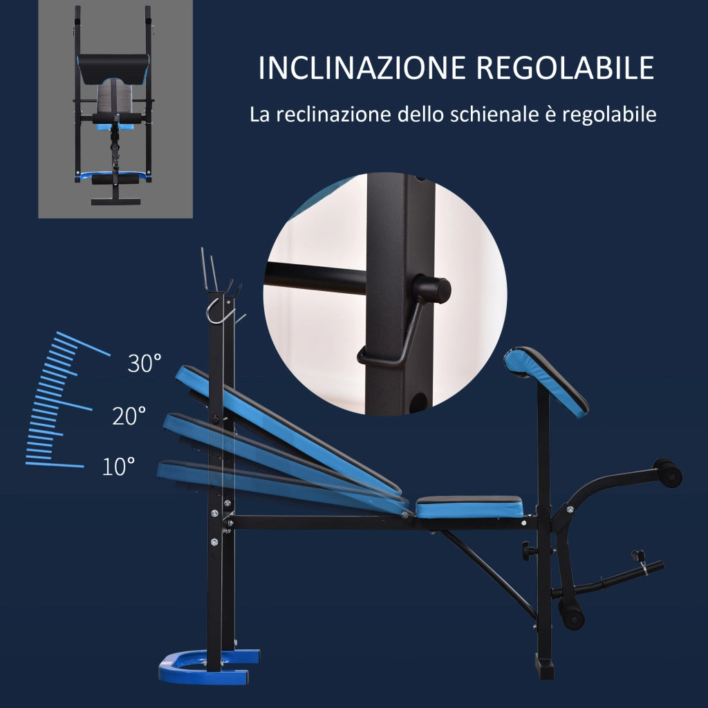 Sedia con schienale regolabile e supporto bilanciere ¨C zephmum ¨C Nero e Blu, Acciaio e PU, 155x56.5x120 cm