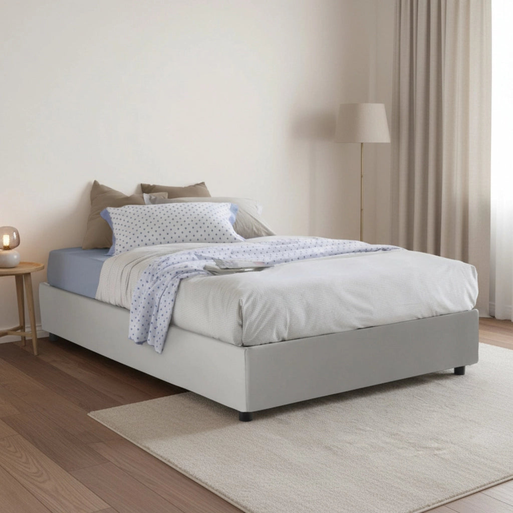 Arbo, Letto Piazza e Mezza Contenitore Made in Italy, Bianco
