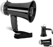Mini megafono interattivo per bambini - Amplificatore di voce 5W - Mini altoparlante e sirena - Regolazione del volume - Funziona con 6 batterie AA - Lunghezza 17 cm - Nero argento