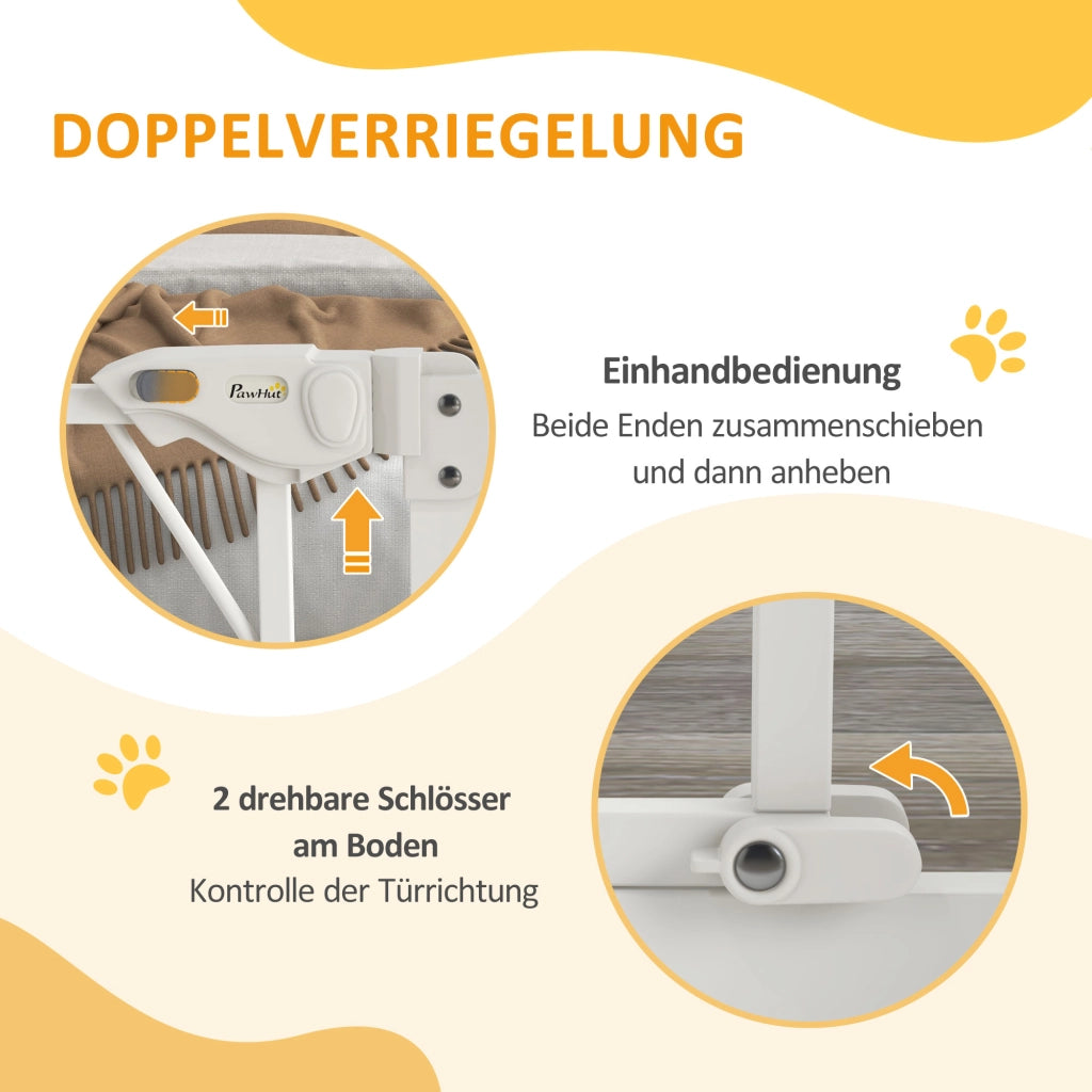 Cancelletto per scale per cani, porta automatica, senza foratura, barriera 74-100 cm, bianco