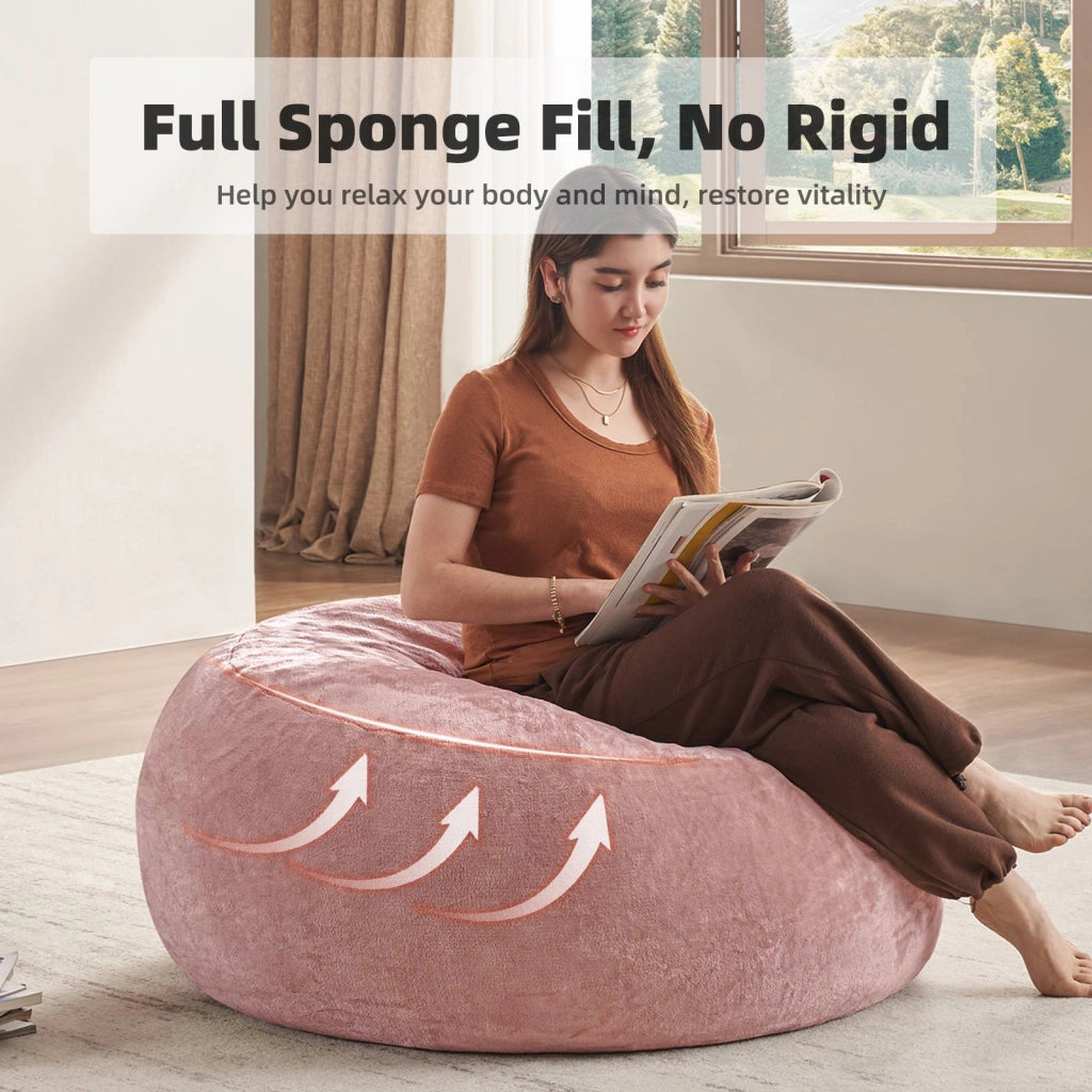 Pouf sacco per adulti con supporto antistress e forma personalizzabile letto temporaneo salvaspazio in spugna rosa