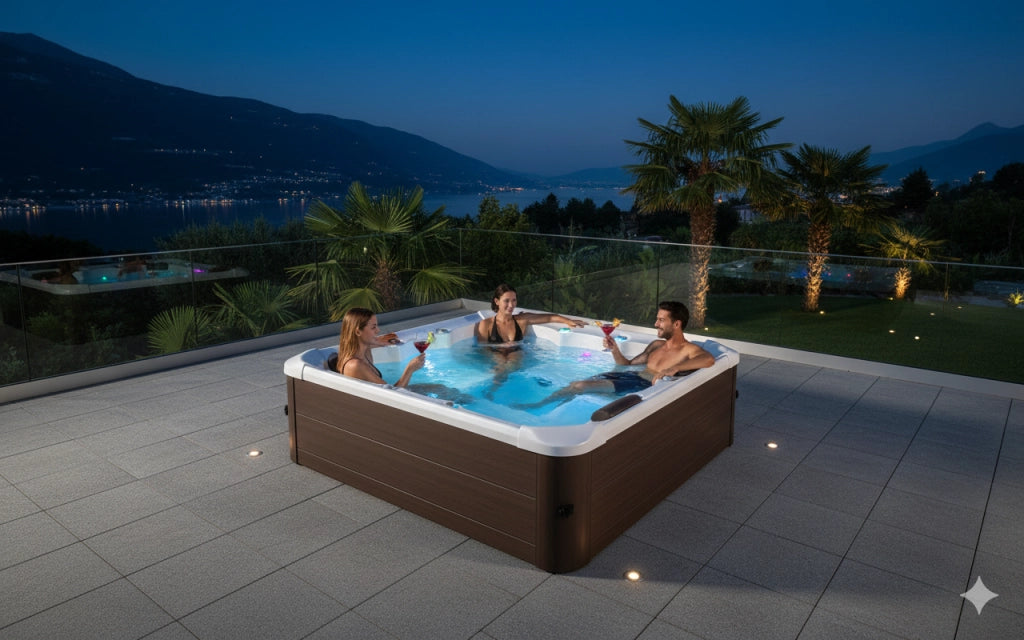 Vasca Idromassaggio da Esterno Spa Riscaldata 160x160x65 cm 6 Posti Wi-Fi Tribeca Smart