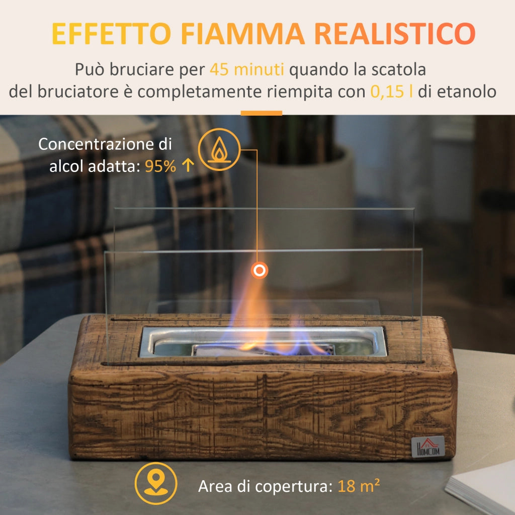 Easycomfort Camino a Bioetanolo da Tavolo con Serbatoio da 0.15L e Autonomia 45 Minuti, 33x16x18cm