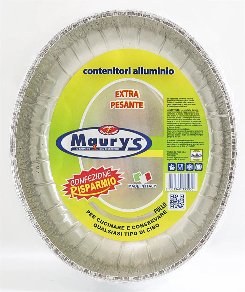MAURY'S CONTENITORE PER ALIMENTI TEGLIA IN ALLUMINIO PER POLLO 8 PORZIONI 2PZ EXTRA PESANTE