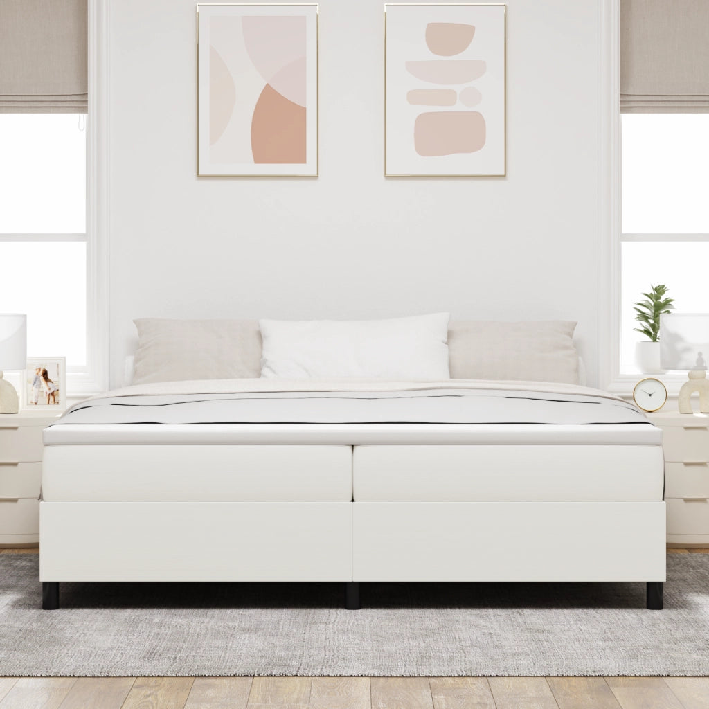 Letto Box Spring Crema 200x200 cm Tessuto a coste