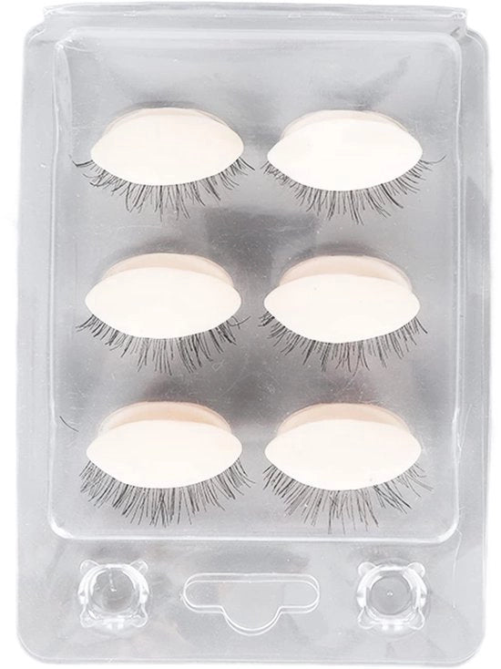 Occhi Falsi con Ciglia - 3 Paia di Occhi Falsi in Silicone - Occhi Falsi Rimovibili Realistici - Occhi Falsi per Manichino - Esercizio di Trucco - Allenamento delle Ciglia