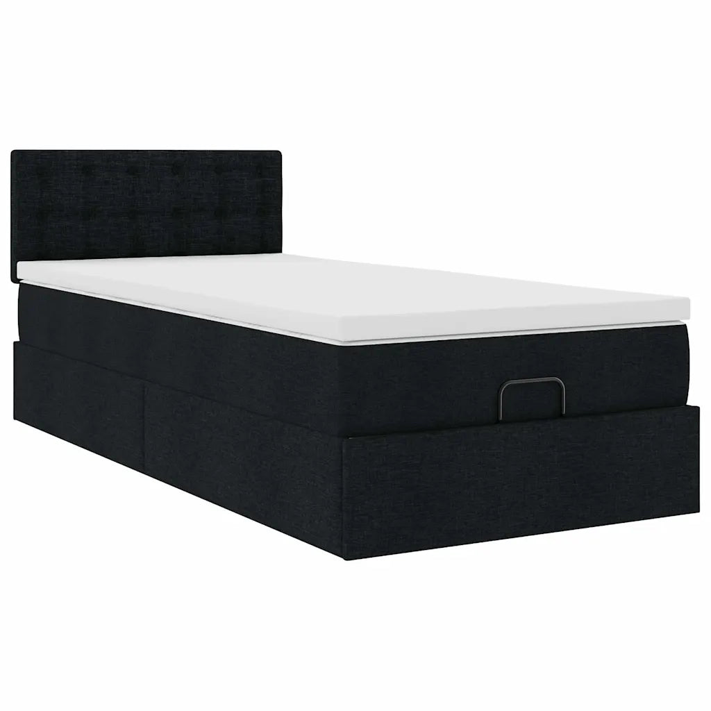 Pouf Letto con Materasso Nero 100x200 cm in Tessuto 3312452