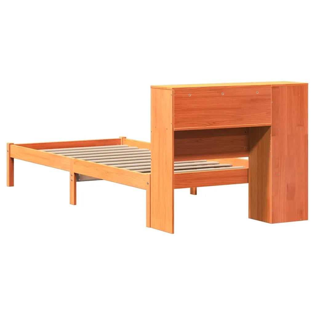 vidaXL Letto Libreria senza Materasso Marrone Cera 100x200 cm in Pino