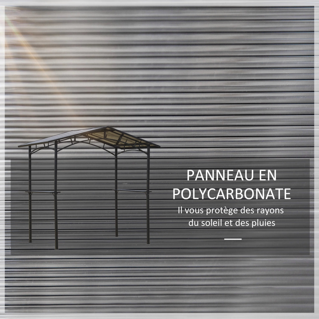 Gazebo da giardino 2,5x1,5 m - Xylo - tetto policarbonato metallo nero con 2 ripiani