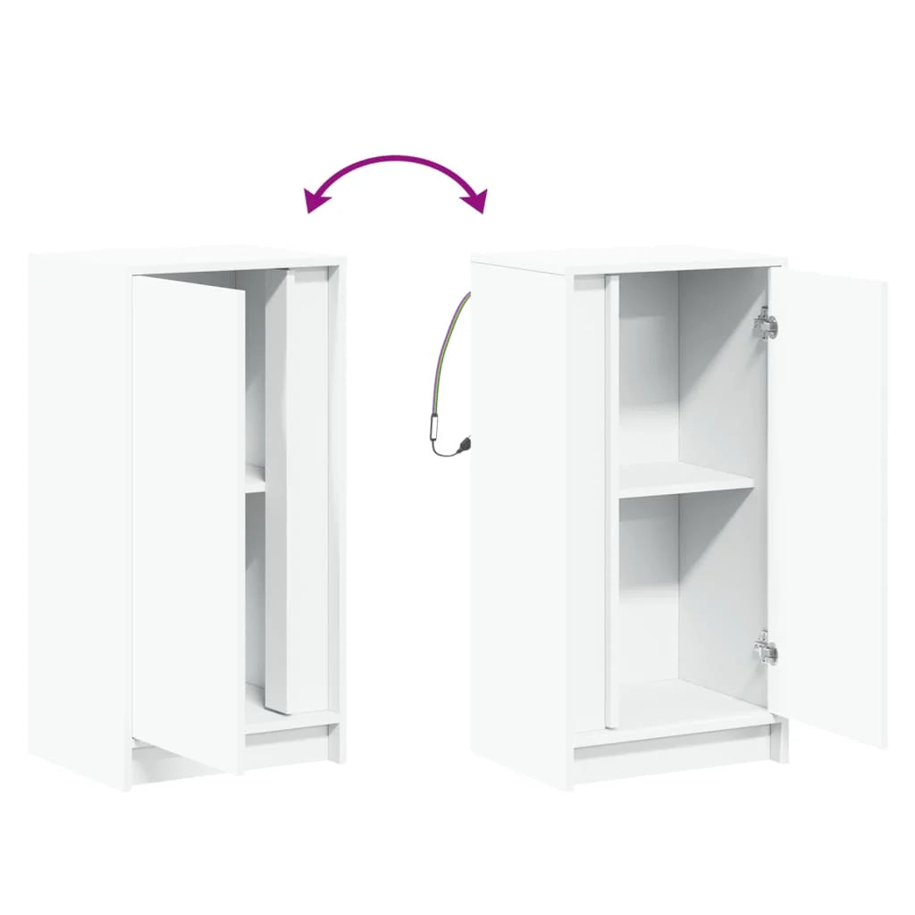 Buffet credenza cassettiera mobiletto mobile contenitore organizer per cucina soggiorno salotto con illuminazione a LED 42,5 x 34 x 85 cm legno ingegnerizzato bianco 02_0029772