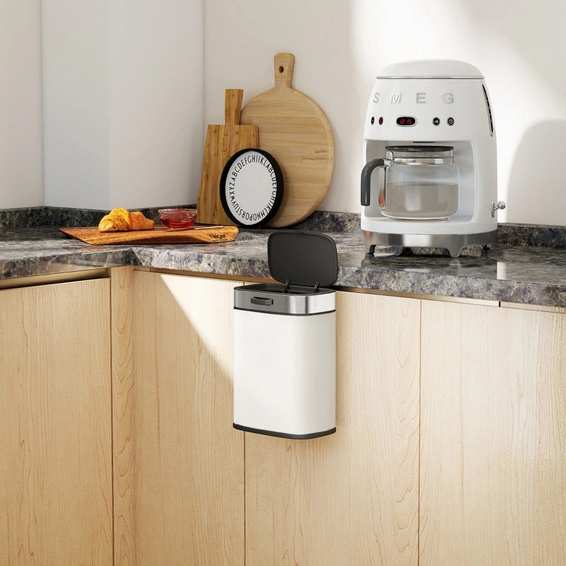 PATTUMIERA 5 L da appoggio o appendibile Acciaio inox Bianco crema