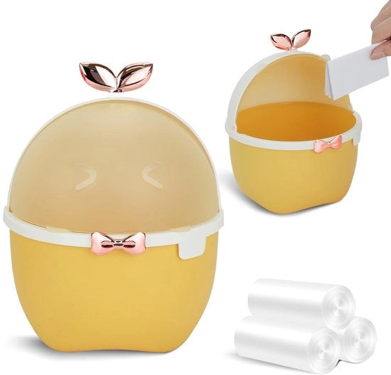Mini-prigione con coperchio, prigione kawaii con 3 sacchetti di spazzatura rotanti, prigione cartoon con animali per camera da bambini, ufficio, auto, cucina, bagno, 19,5 * 15 * 15 cm