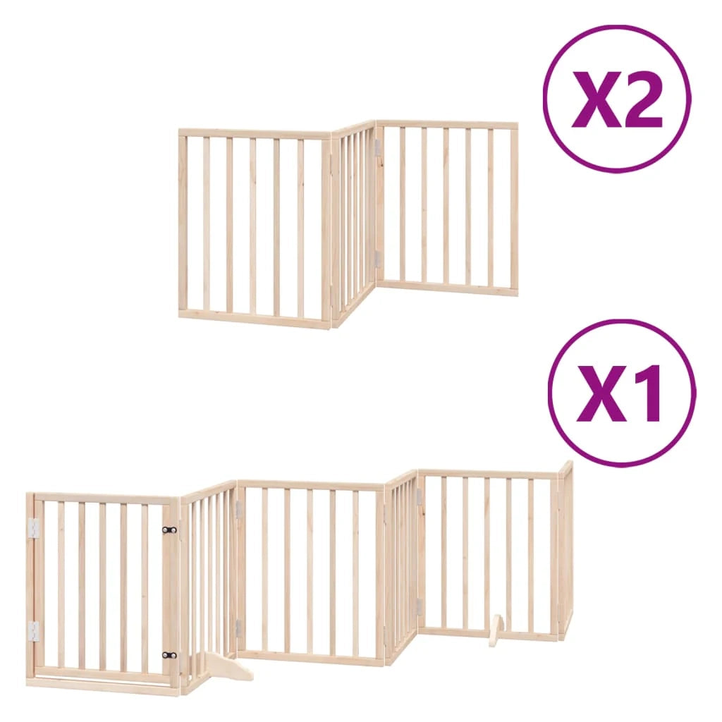 Cancelletto di sicurezza per animali domestici porta pieghevole 12 pannelli legno di pioppo marrone 02_0023145
