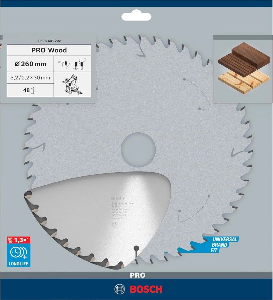 Bosch 1x Lama per sega circolare PRO Wood a filo per troncatrici (per Legno tenero, Legno duro, Ø mm, Professional Accessorio Troncatrice)